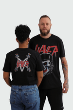 Camiseta Manga Curta Slayer Laughing Skulll