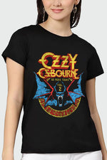 Camiseta Manga Curta Feminina Ozzy Osbourne Bat Circle