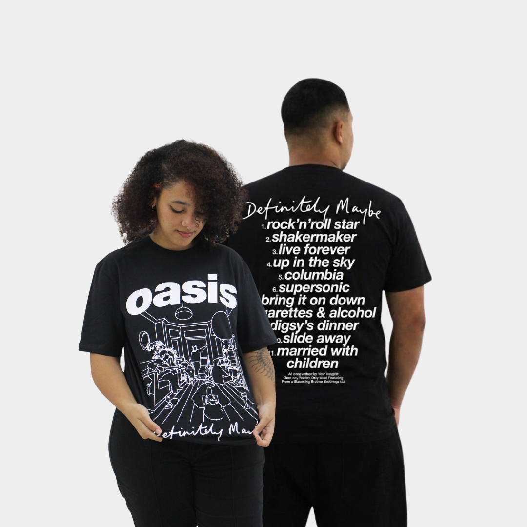 Camiseta Oasis Definitely Maybe Preta Oficial | Consulado do Rock