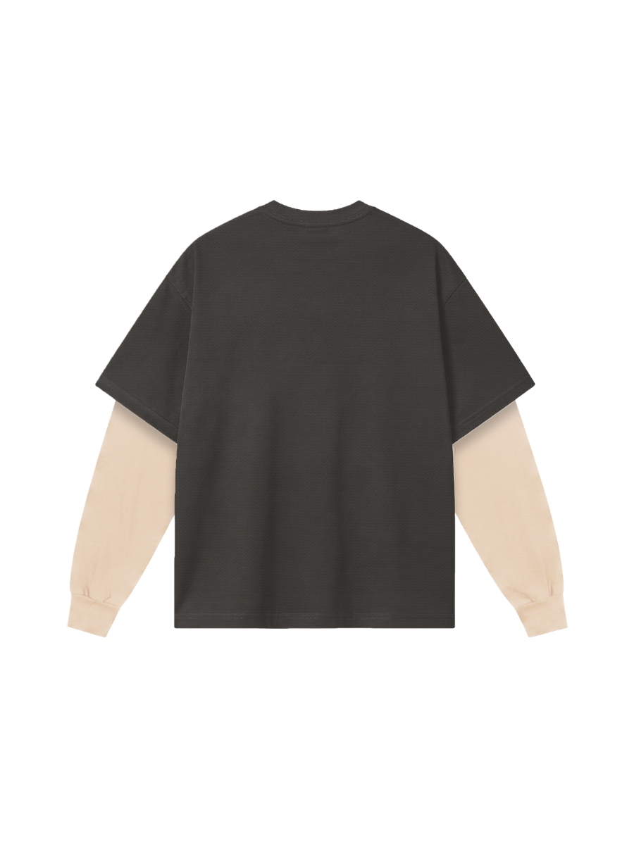 Camiseta Oversized Manga Dupla Overtown Grafite Cinza
