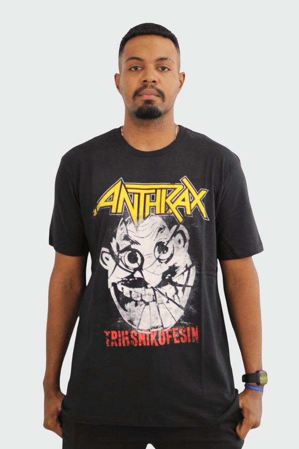 Camiseta Manga Curta Anthrax Trihsnikufesin – Consulado do Rock