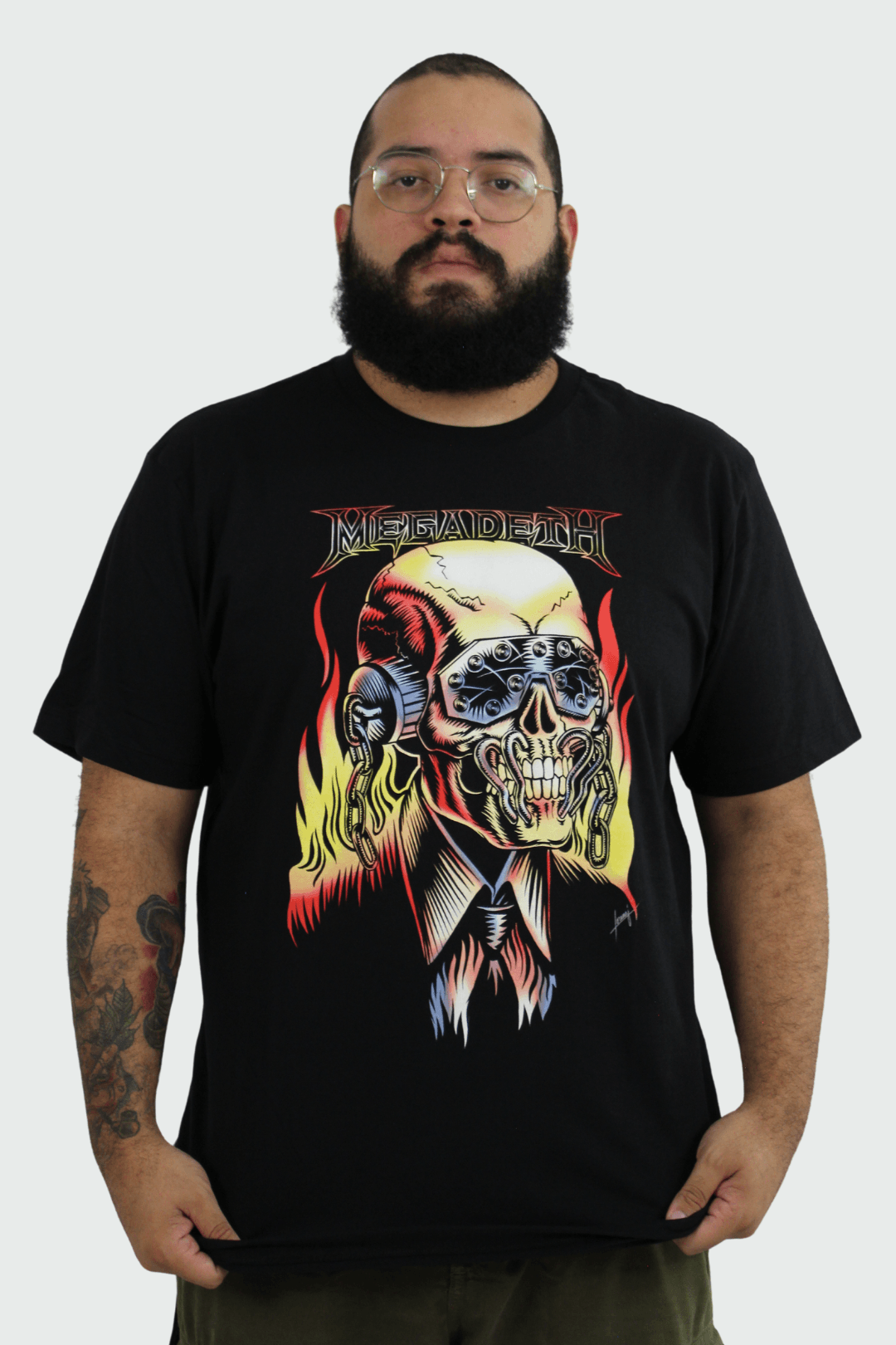 Camiseta Manga Curta Megadeth Flaming – Consulado do Rock