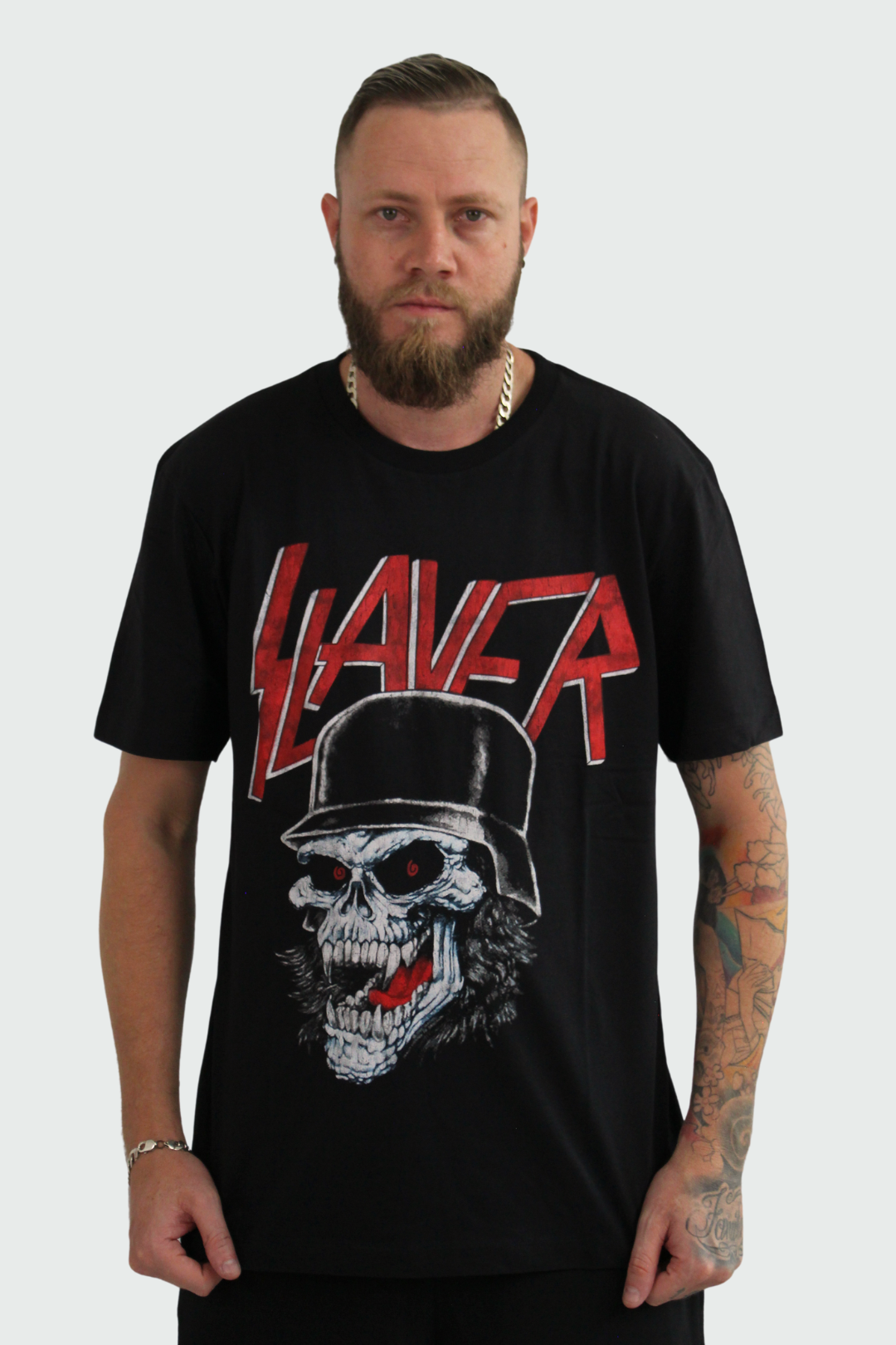 Camiseta Manga Curta Slayer Laughing Skulll