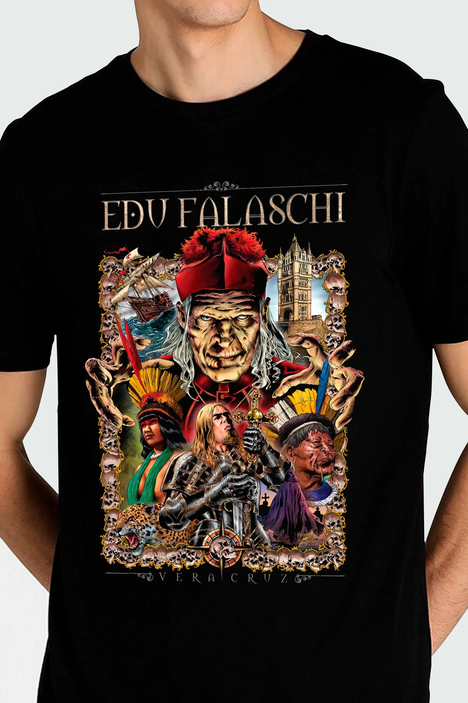 Camiseta Manga Curta Edu Falaschi Bispo Negro