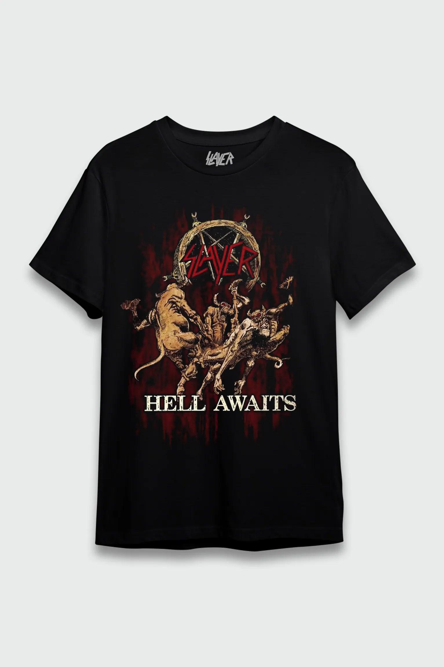 Camiseta Manga Curta Slayer Hell Awaits – Consulado do Rock