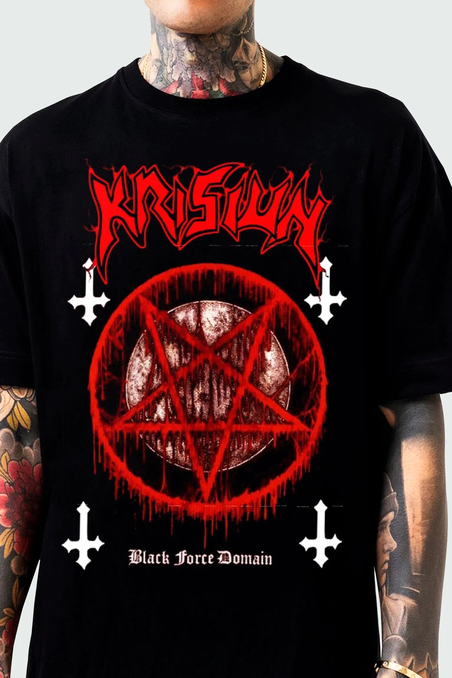 Camiseta Manga Curta Krisiun Black Force Domain