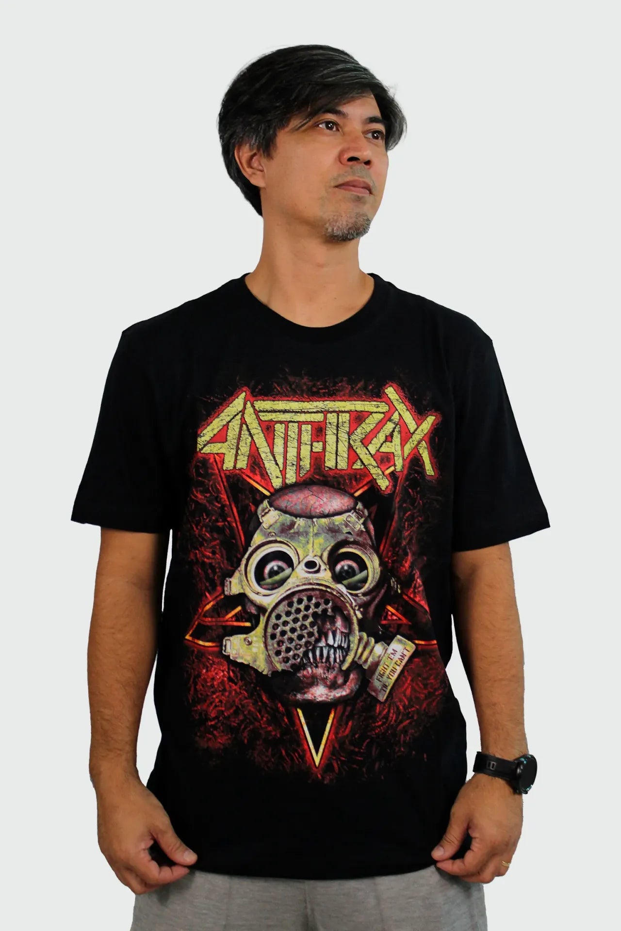 Camiseta Manga Curta Anthrax Gasmask Skull