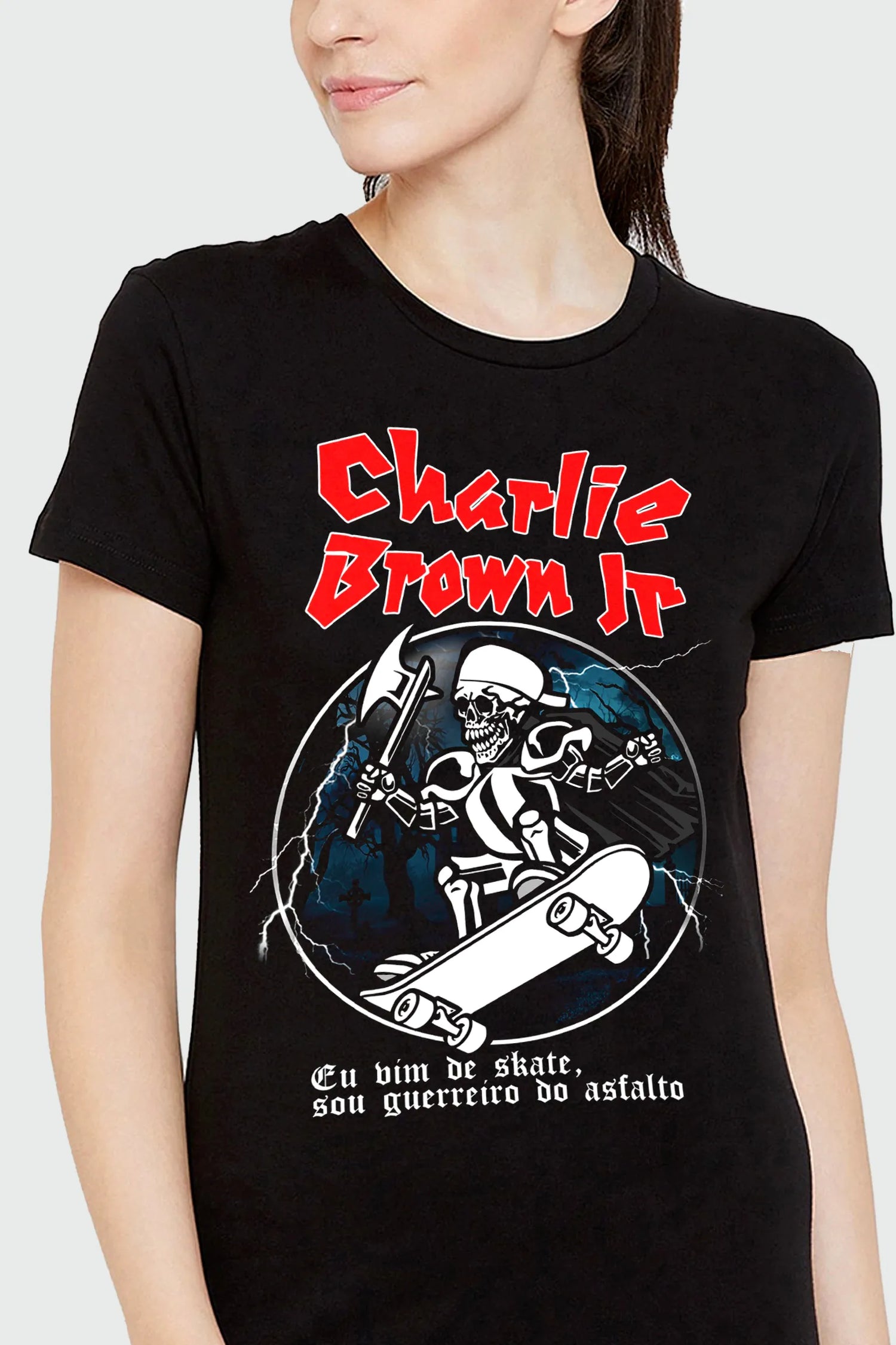 Camiseta Manga Curta Feminina Charlie Brown Jr. Guerreiro Do Asfalto