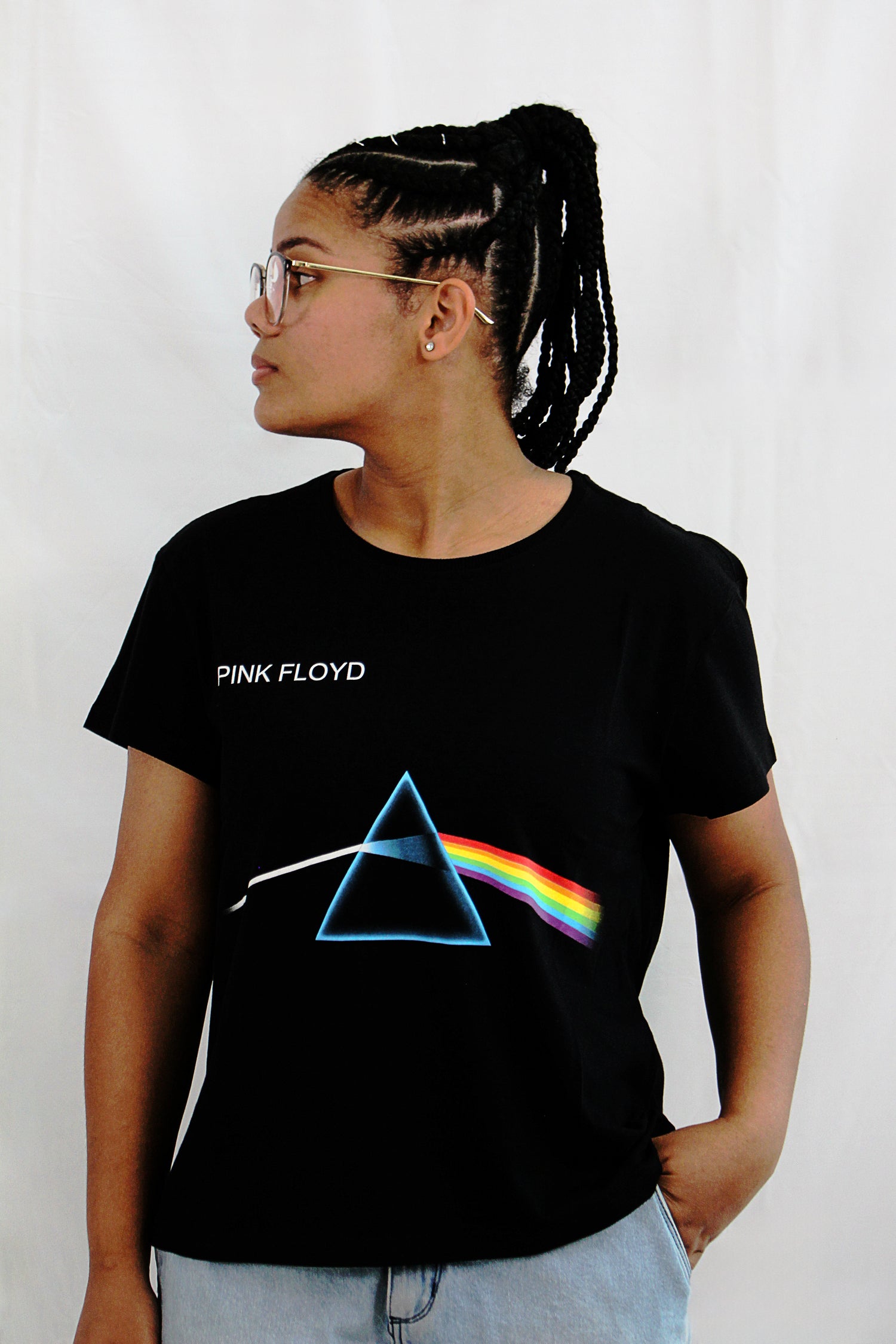 Camiseta Manga Curta Feminina Pink Floyd The Dark Side Of The Moon