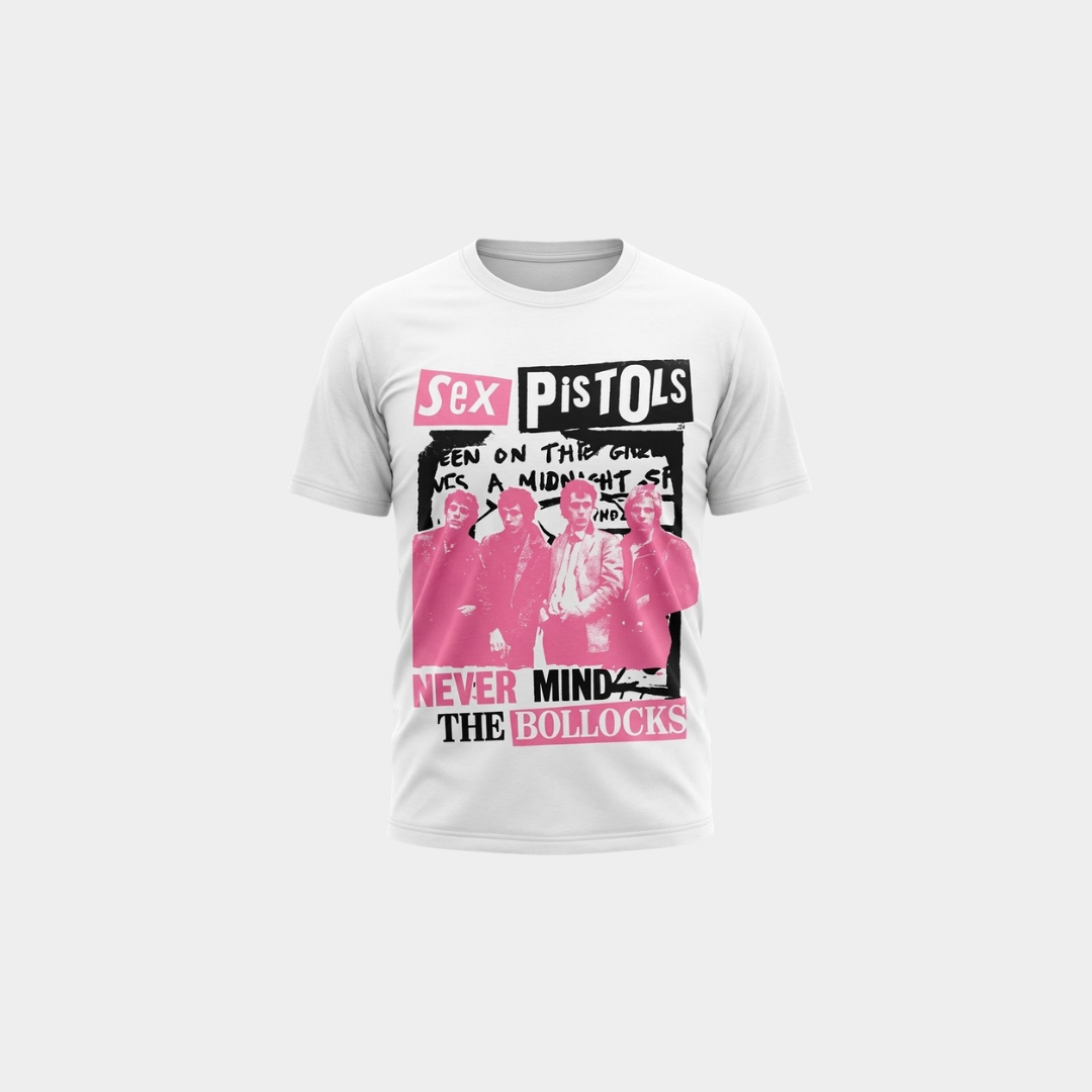 Camiseta Sex Pistols Never Mind The Bollocks Branca