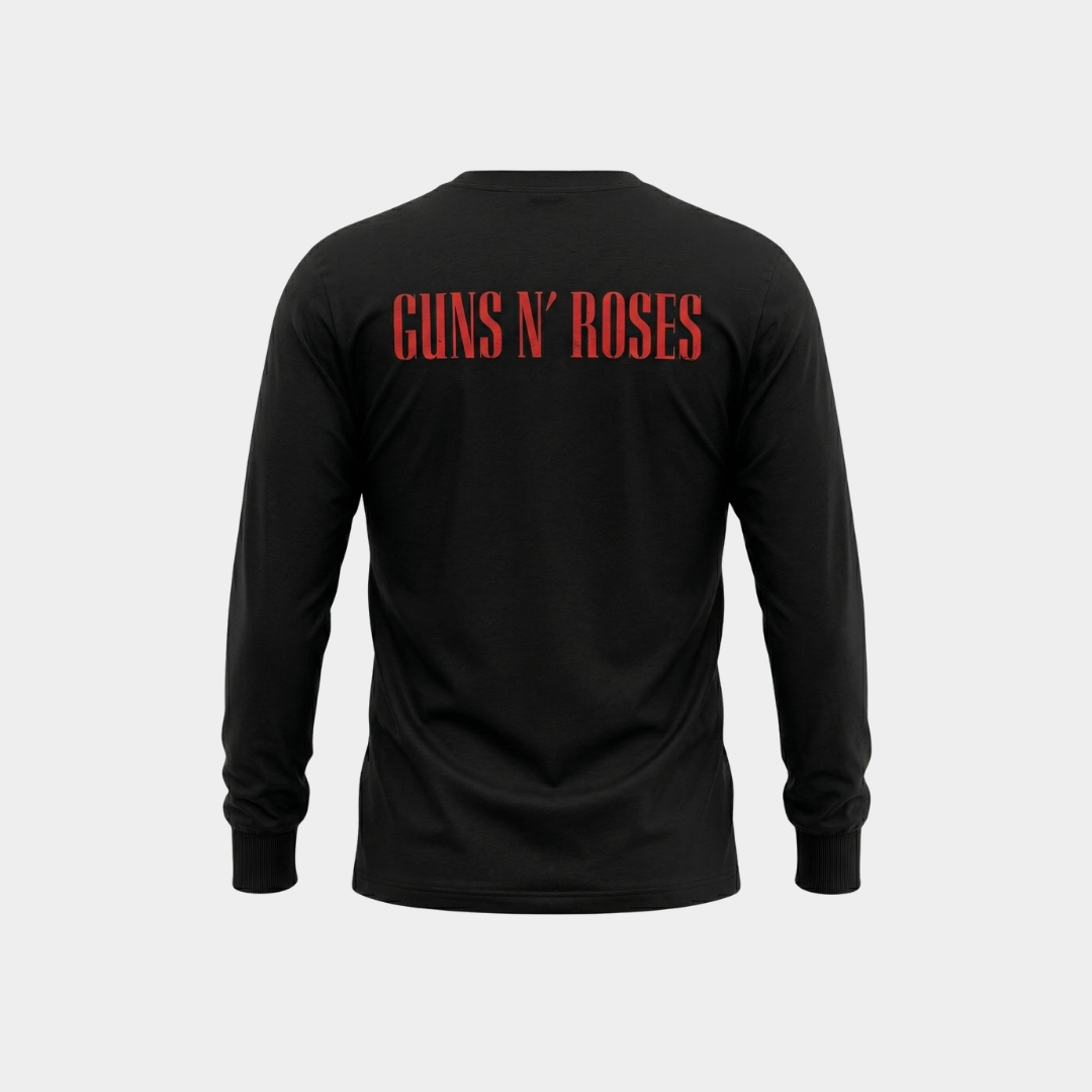 Camiseta Manga Longa Guns N' Roses Skull & Guns