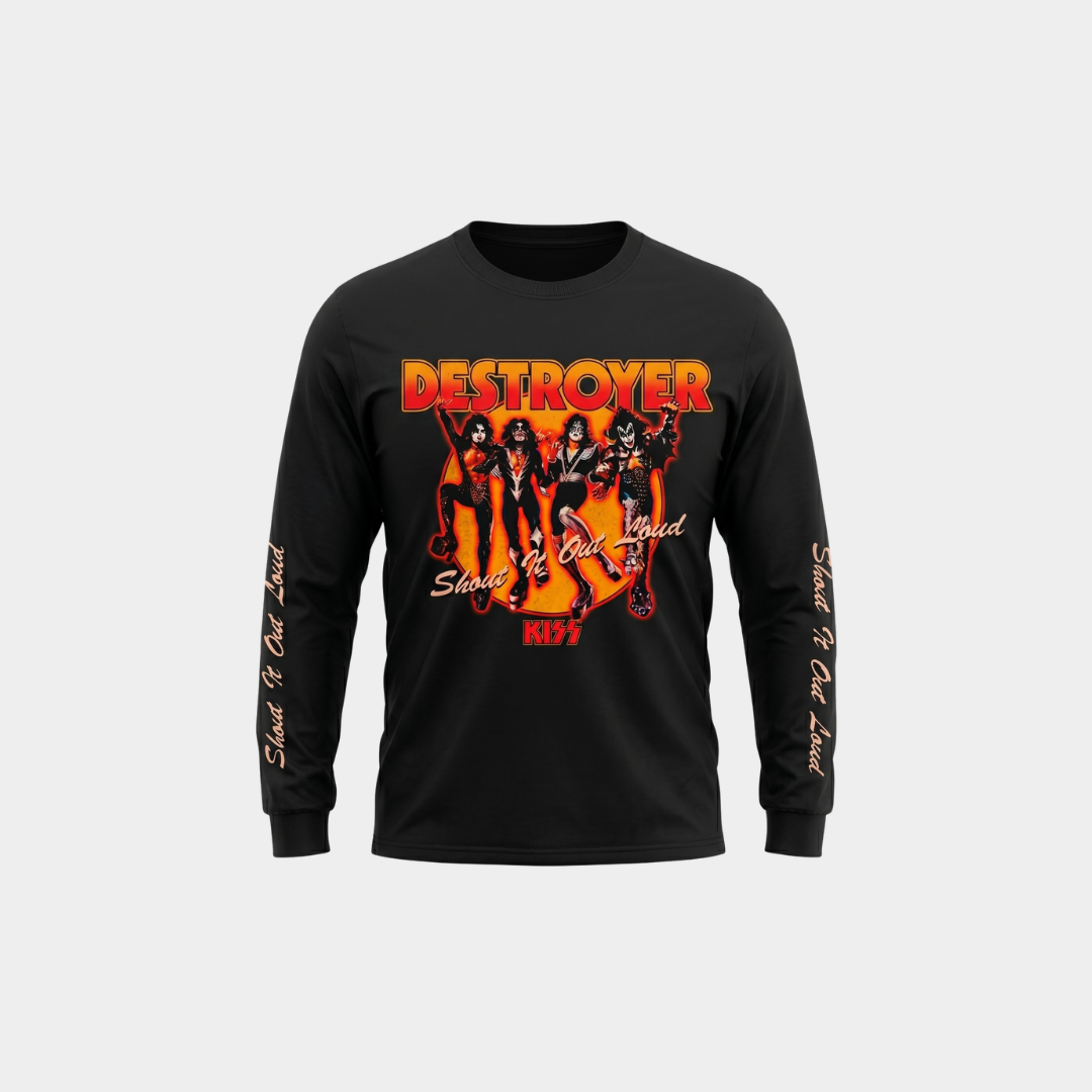 Camiseta Manga Longa KISS Destroyer Preta