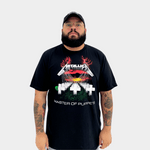 Camiseta preta do Metallica Master of Puppets – modelo unissex, vista frontal