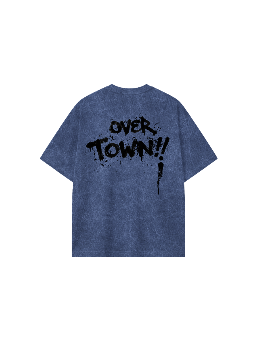 Camiseta Oversized Graffiti Azul Texturizado