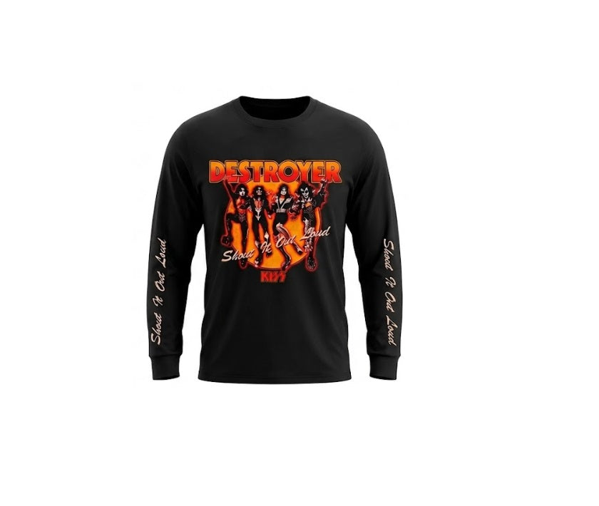 Camiseta Manga Longa KISS Destroyer Preta